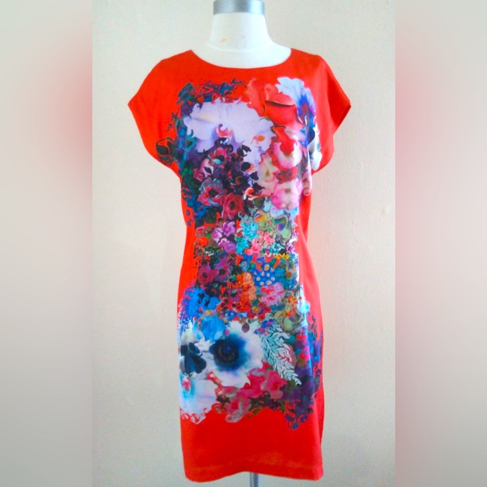 Cynthia Rowley Watercolor Floral Print Red Dress Size 12